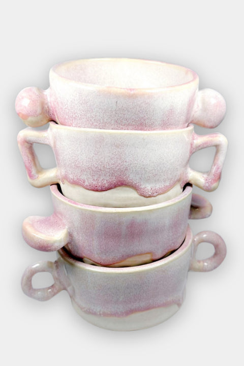 set of four pink blossom cups