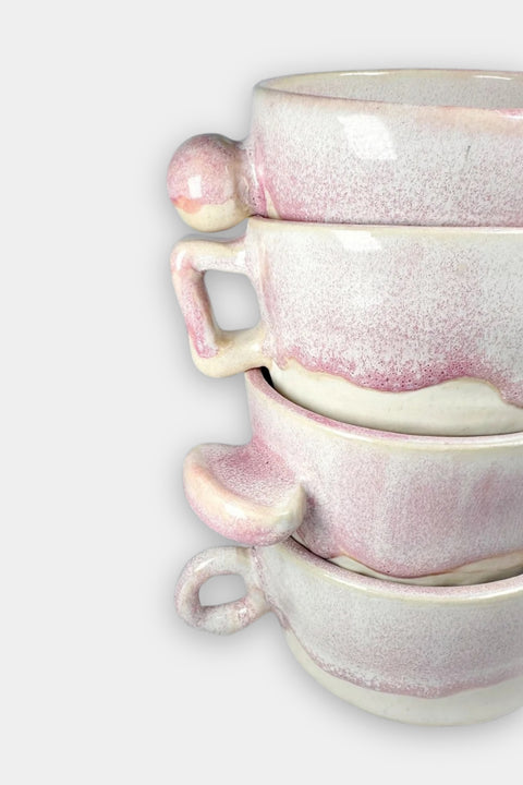set of four pink blossom cups